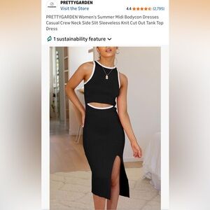 PRETTYGARDEN Women's Black Midi Bodycon Dress